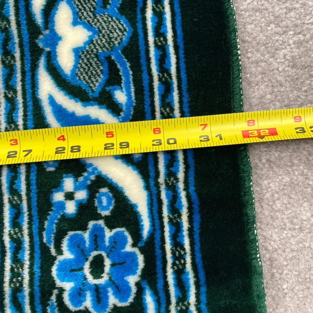 Aydin Mensucat Islamic Prayer Rug 90x32 Green Blue Floral Fringe Made in‎ Turkey